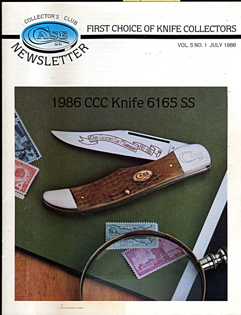Front cover of July 1986 newsletter (1985 CCC KNIFE 6165 SS shown)